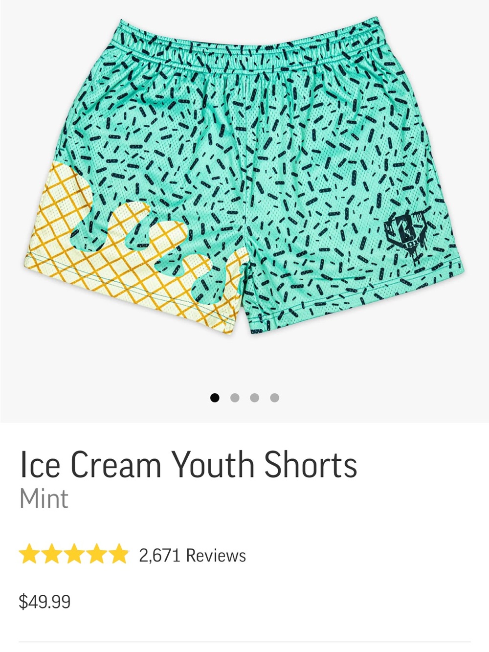 Youth Mint Ice Cream Print Shorts